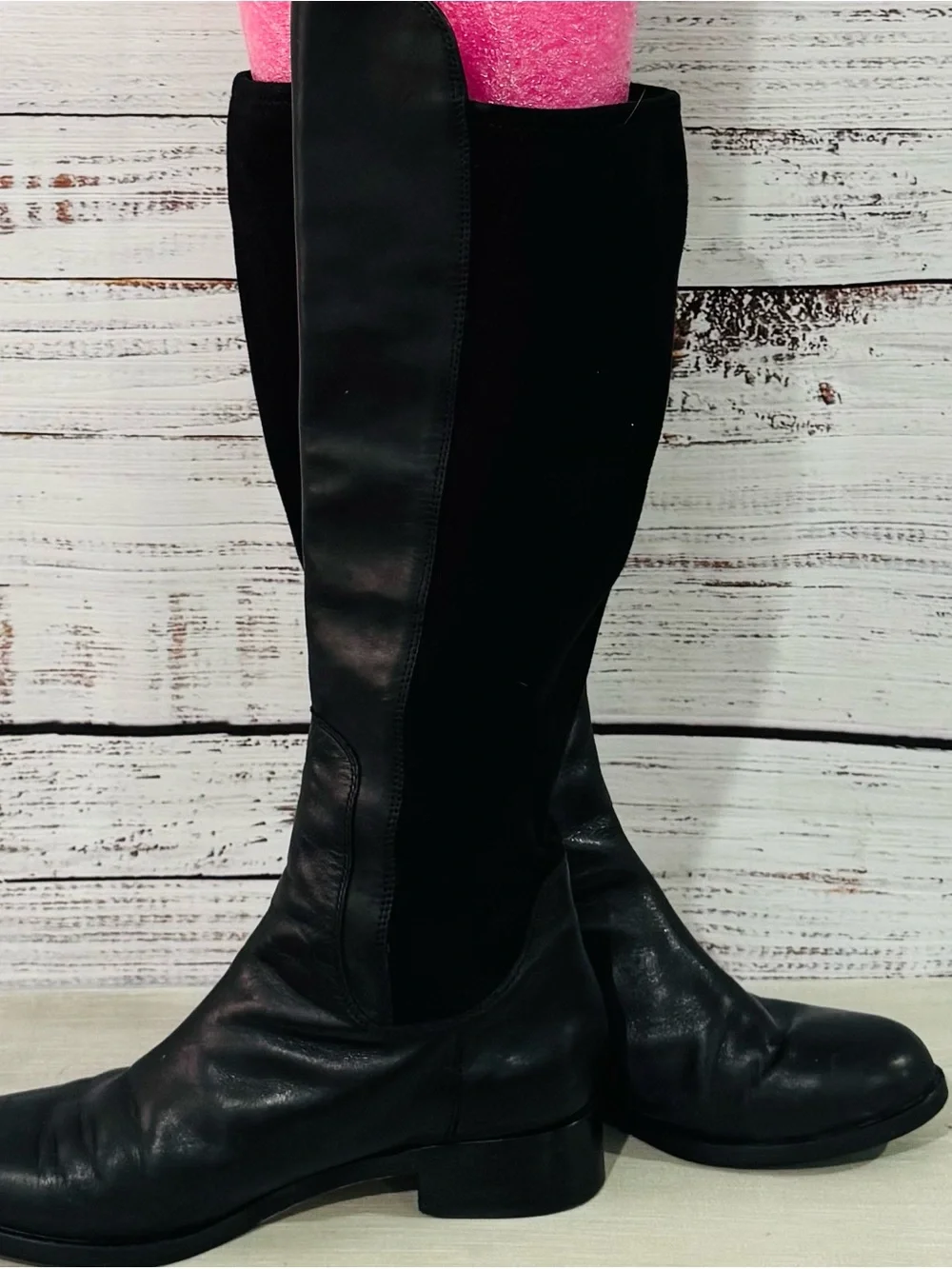 Vintage Cole Haan Nike Air Whitley Black Leather Over The Knee Stretch Boots
